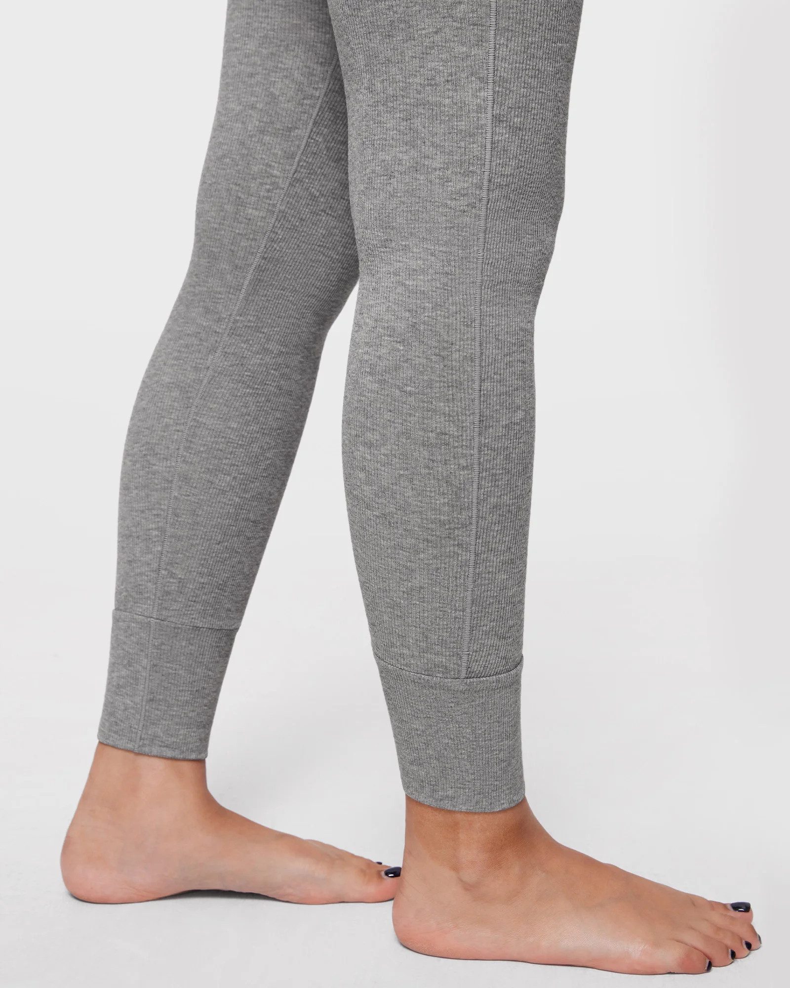 Leggings de algodão feminino macio cintura alta calças de yoga treino com nervuras estiramento tornozelo comprimento