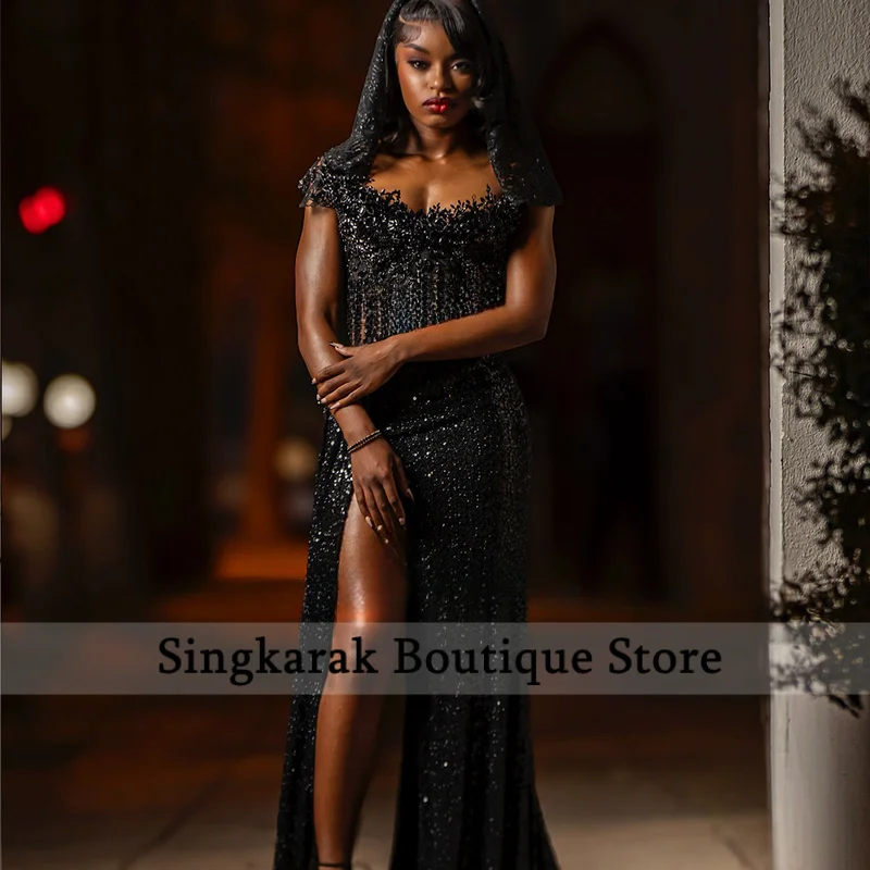 

Luxurious Crystal Prom Dresses for Woman Side Slit Mermaid Sequin Evening Party Gowns Sleeveless 2026 Customized