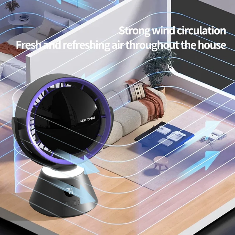 Ventilador Turbo de alta velocidad con pantalla Digital, cabezal agitador, alta potencia eólica, luz, 1 Juego