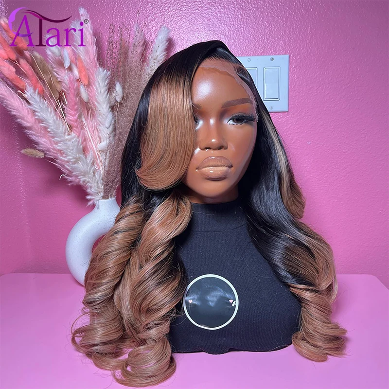 

Ombre Ash Blonde 13x4 13x6 Human Hair Wigs Pre Plucked Transparent Honey Blonde with Black Body Wave 5x5 Closure Wig for Women