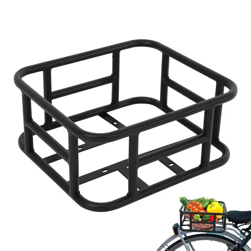 

Rear Basket For Bike Large Capacity Bike Crate For Rear Rack 45.6x32x15cm Metal Cycling Pannier Holder Heavy Duty Cycle Cargo