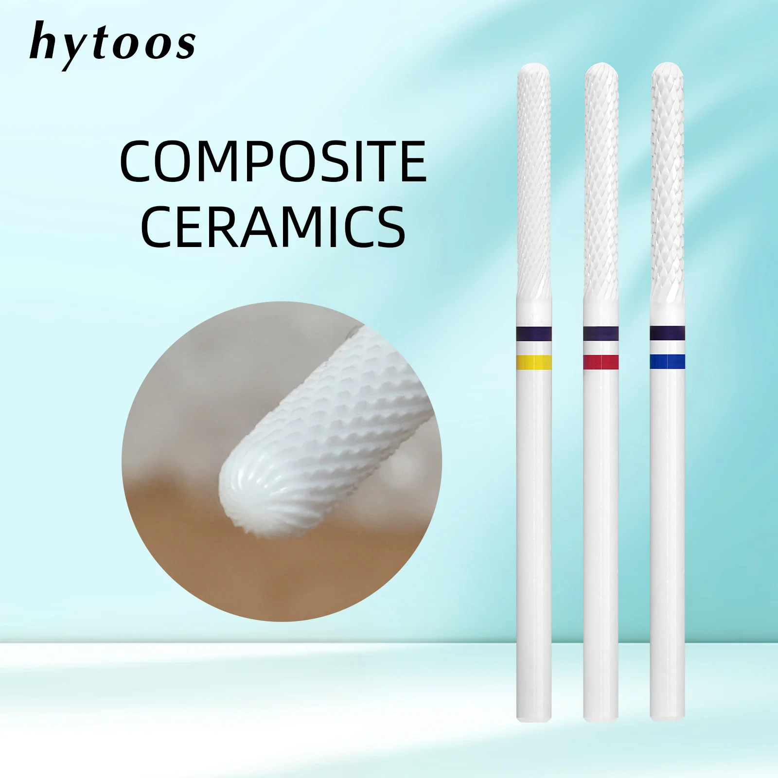 HYTOOS White Composite Ceramic Nail Drill Bits R Cut Barrel High Hardness Pro E-file Bit for Cuticle Clean Gel & Acrylic Removal