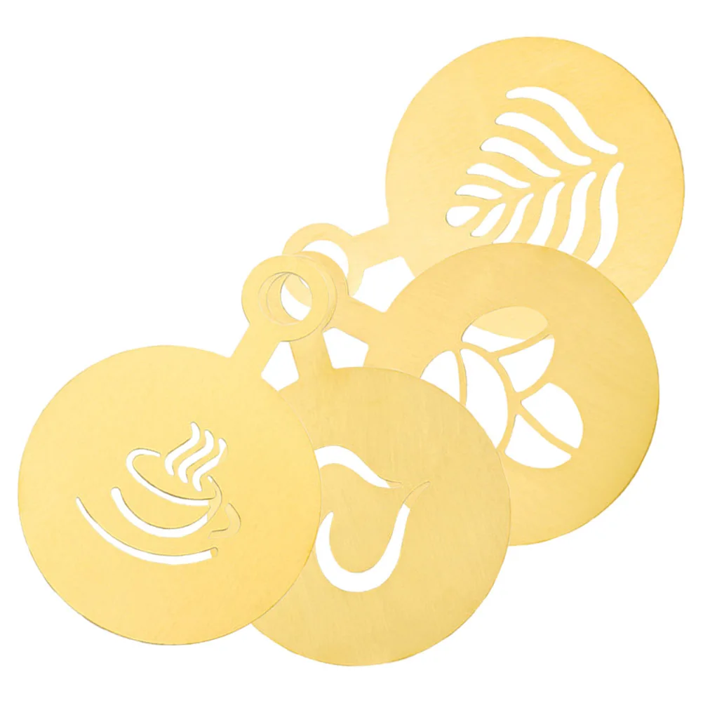 

4 Pcs Mold Coffee Mould Cappuccino Latte Templates Decorating Stencil Cake Dusting