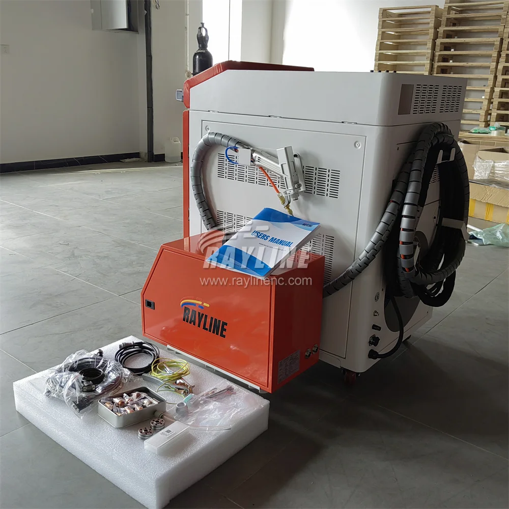 Przenośna, ręczna spawarka laserowa wielofunkcyjna 4 w 1 z chłodzeniem wodnym, moc 2000W 3000W, spawanie metali, rabat.