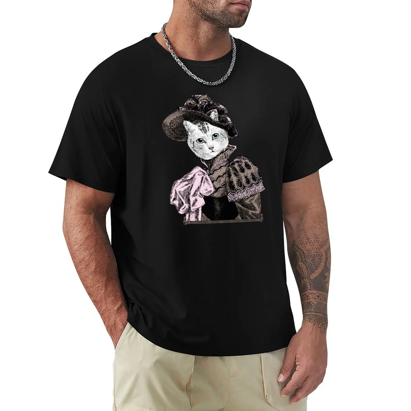 Pussycat Portrait No. 2 of 2 from The Owl and the Pussycat Set Anthropomorphic Cat Vintage Cats T-Shirt