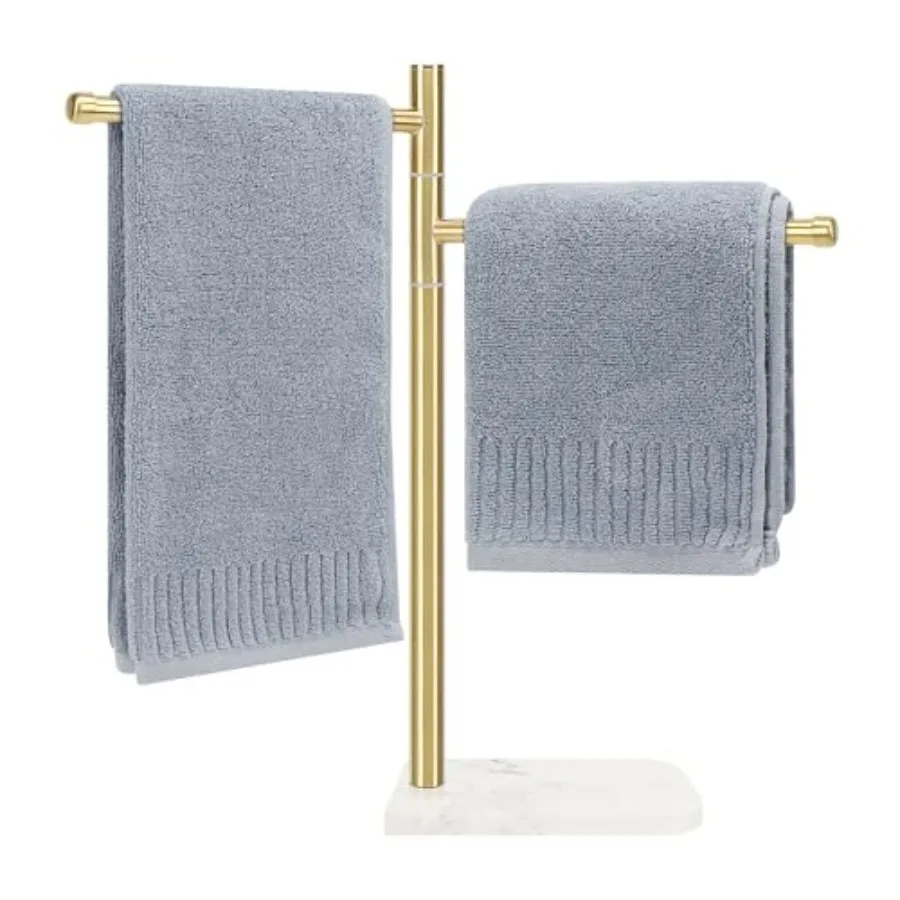 

Standing Hand Towel Holder Hand Towel Stand with Marble Base 304 Stainless Steel Towel Rack with 2 Swivel Arm Countertop Stan