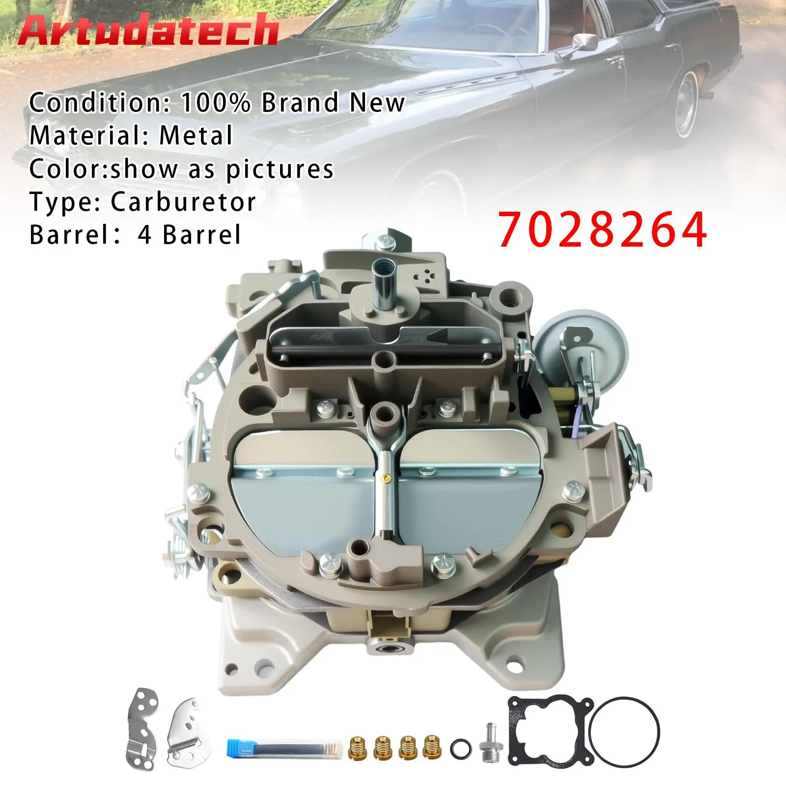 Carburador de 4 barriles Artudatech 7028264 para Pontiac Firebird Quadrajet 4MC 4MV 1968