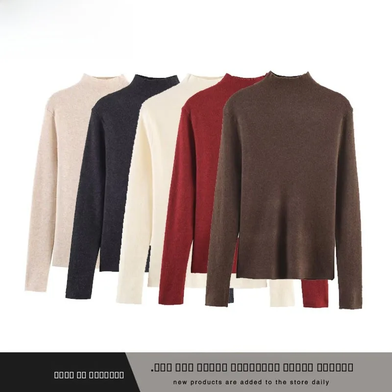 

Faionable Knitted Base Layer irt Autumn Winter f High Collar Korean Sle Long Sve Polyester Fiber Warm Women's Top