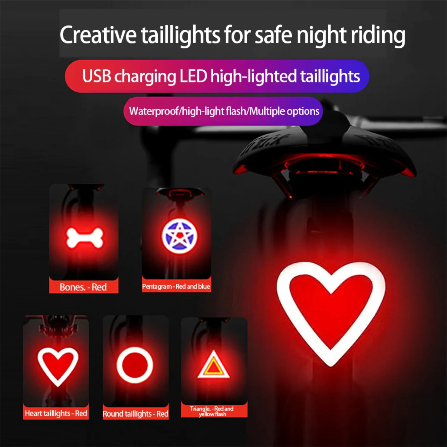 Bicycle Taillight Multi Lighting Modes USB Rechargeable  Bike Light Flash Tail Rear Lights  Mtb Bike Seatpost