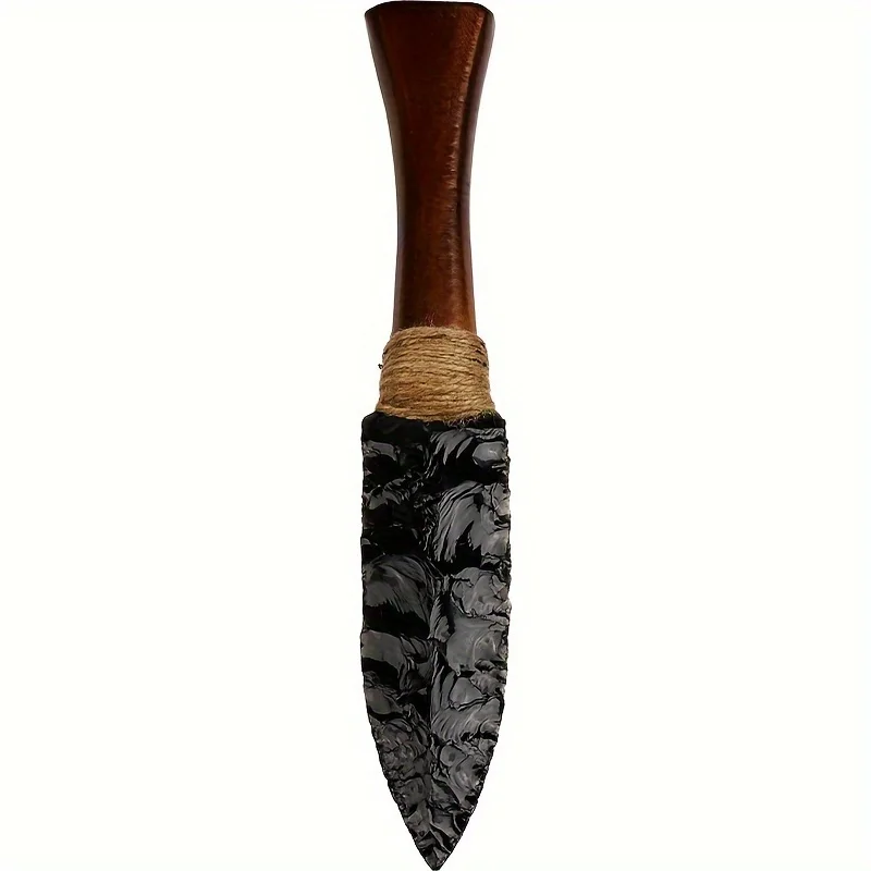 Handcrafted Obsidian Priest Crystal Knife Decor