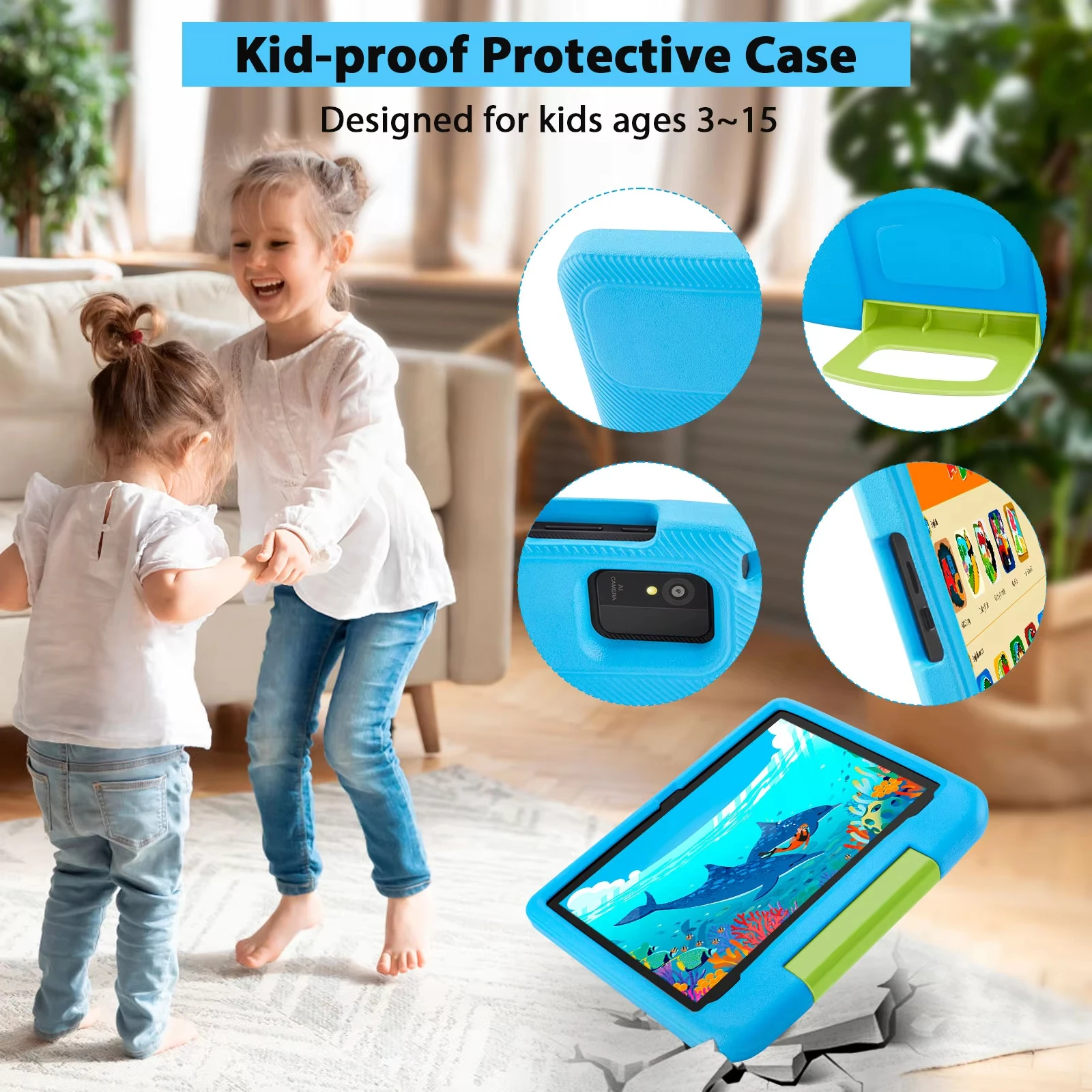 Kids Tablet, 10.1-inch Children 2026 Android 16 Tablets with Eye Protection Screen, 8GB(3+5GB) RAM 32GB Storage, 5000mAh Battery