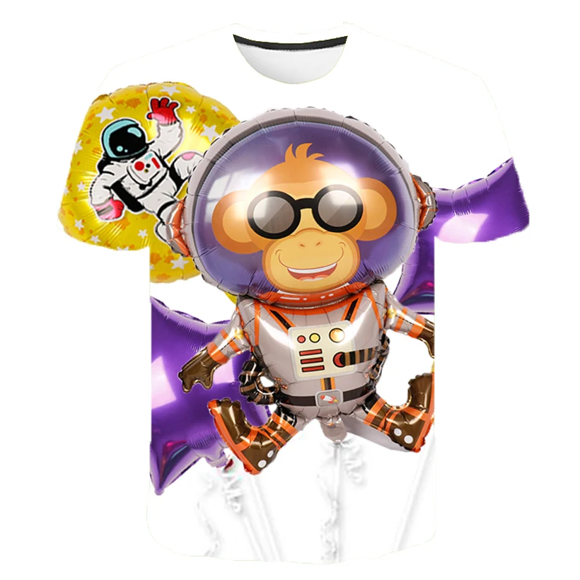 Astronaut 3D Print T-shirt Space Universe Men Women Casual Fashion Streetwear Crew Neck T Shirt Chilren Kids Boy Girl Tees Tops