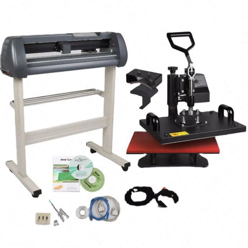 

5 In 1 Digital Heat Press Transfer Machine And 34" Vinyl Cutting Plotter Machine With Artcut Software
