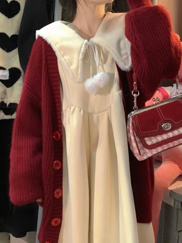 

Красный вязаный свободный женский свитер, пальто, мягкий ленивый сле, осень-зима, Новое поступление, повседневное милое модное чистое онлайн Ss