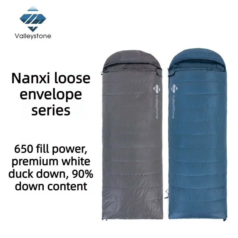 Envelope Down Sleeping Bag 650 Fill Power 90% White Duck Down Spliceable 2‑Person 20D Rip‑stop Nylon Camping Hiking Backpacking