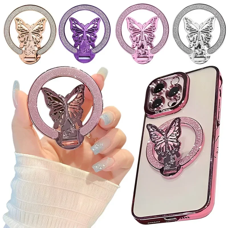 

Universal Finger Ring Holder Stand Luxury 3D Butterfly Glitter Holder for Samsung IPhone Cellphone Foldable Finger Ring Bracket