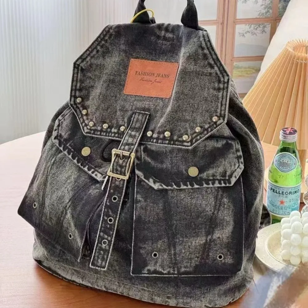 

New Denim Backpack Women's Leisure Travel Outing Shoulder Bag Female Fashion Schoolbags Suitable for Girls Mochila Daypack