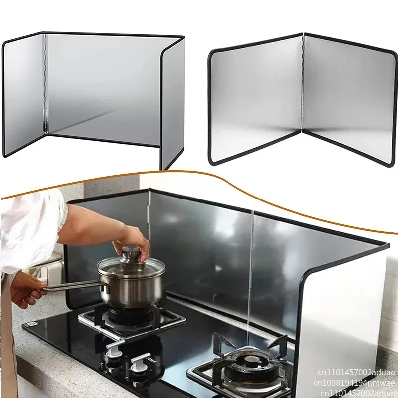 Stainless Steel Oil Shield Foldable Kitchen Stove Oil Splash Protection Film Fried Vegetable Splash Proof Heat Insulation Tool