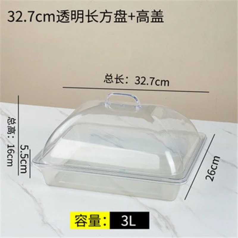 [ Acrylic ] Display Plate Lid With Transparent Plastic Square Braised Pork Cold Vegetable Box Food Cooked T