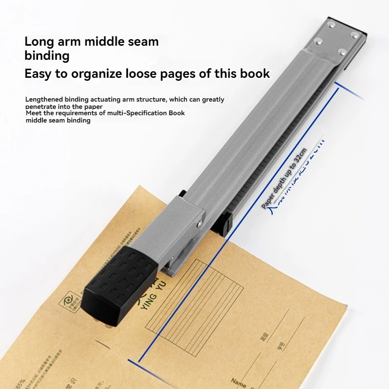 Deli 0334 สํานักงานธุรกิจเครื่องเย็บกระดาษมัลติฟังก์ชั่นพร้อมแขนขยายโลหะสีดําสีเทา Manual Power 36 ชิ้นต่อชุดกล่อง