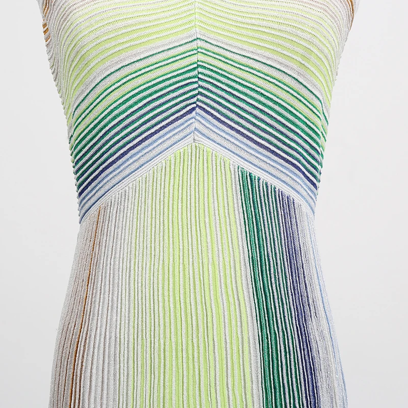 KBQ Sexy Backles Hit Color Chic Long Dresses for Women Strapless Sleeveless Backless High Waist Elegant Spring Dress Female New