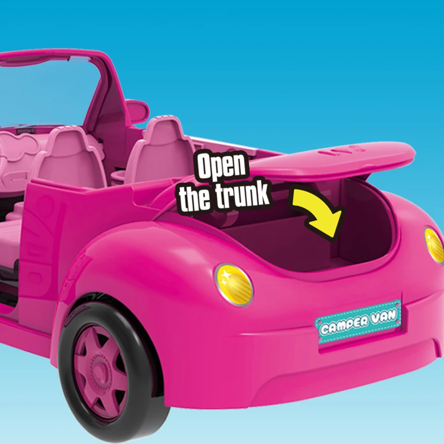 Puppenfahrzeug, lustige Cabriolet-Mini-Mode-Mädchenpuppe mit Haustier, Hund, Reise, Traumwagen, Spielset, Spielhaus, keine Stromfunktion