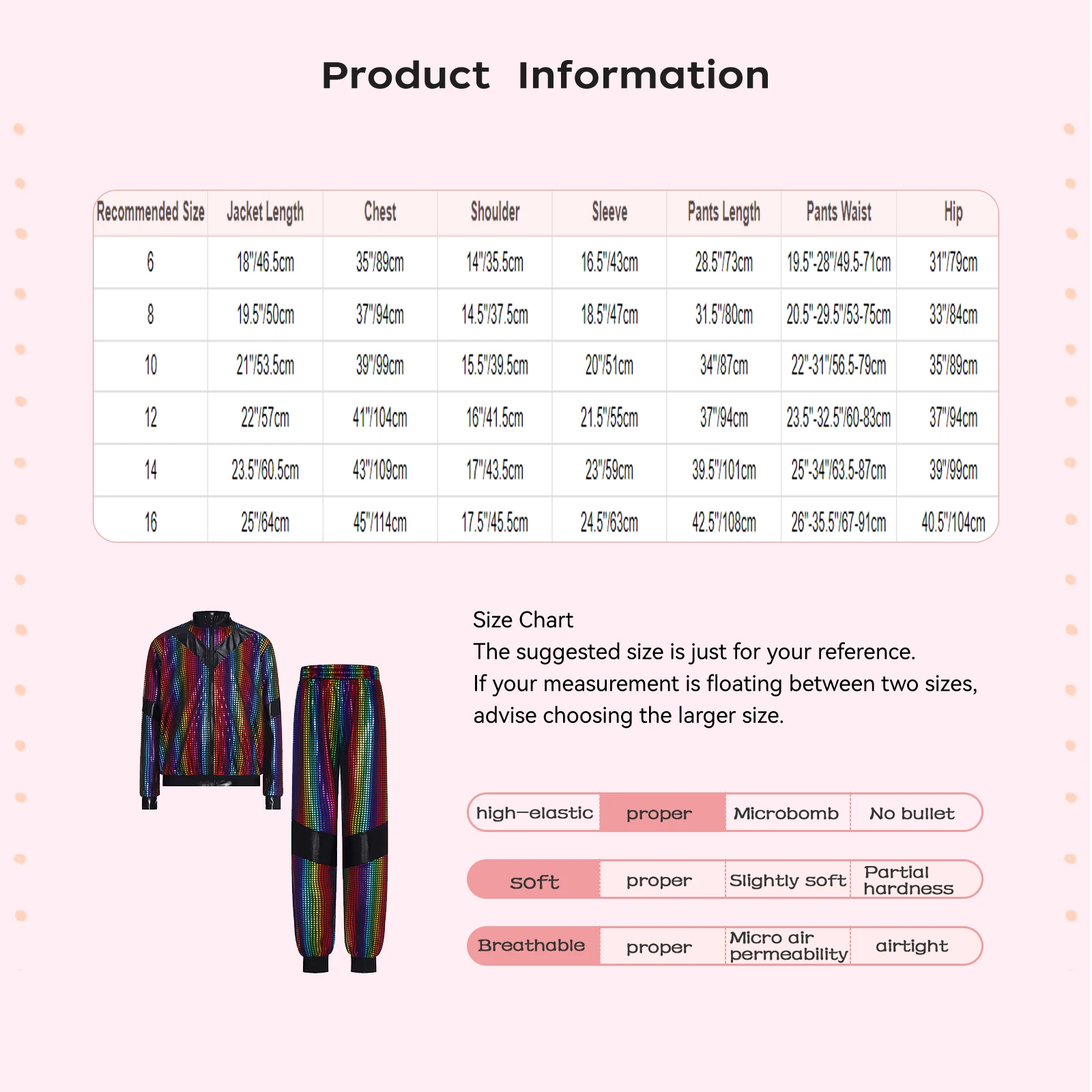 Boys Girls Hip Hop Jazz Street Dance Costume Long Sleeve Metallic Plaid Zipper Jacket with Pants School Show Stage Dancewear