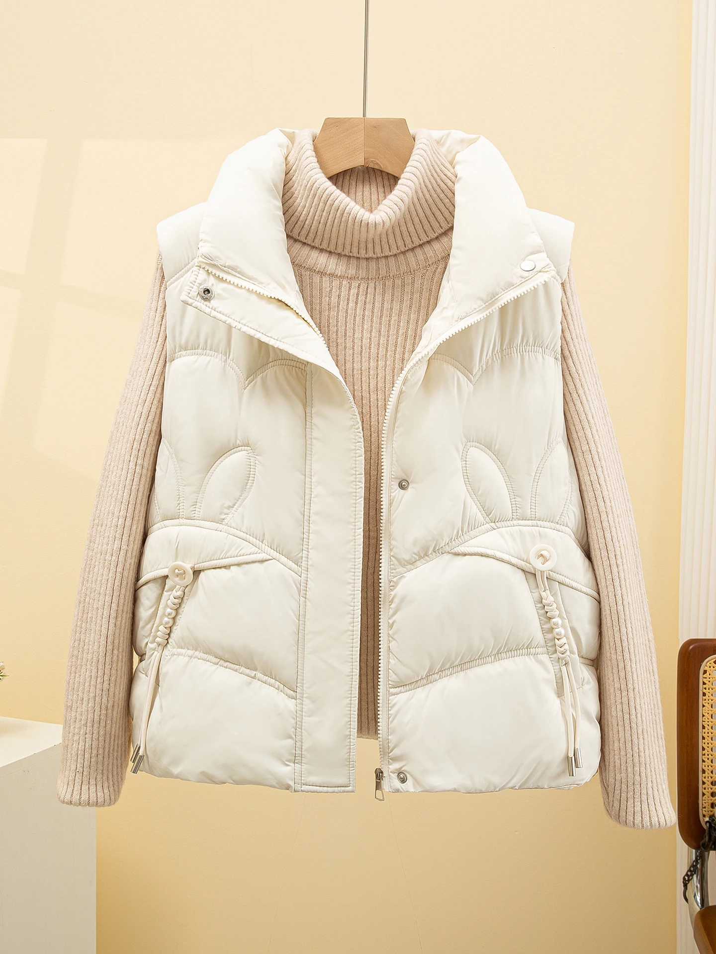 

Хлопковый жилет с воротником-стойкой Bla, женская верхняя одежда, осенне-зимняя новинка, маленький размер, пригородная ветровка, молния из полиэфирного волокна