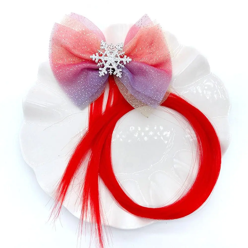 

Colorful Trendy Bow Cute Snowflake Headdress Gauze Bangs Clip Girl Wig Hair Clip Hair Accessory Korean Style Children Hairpin