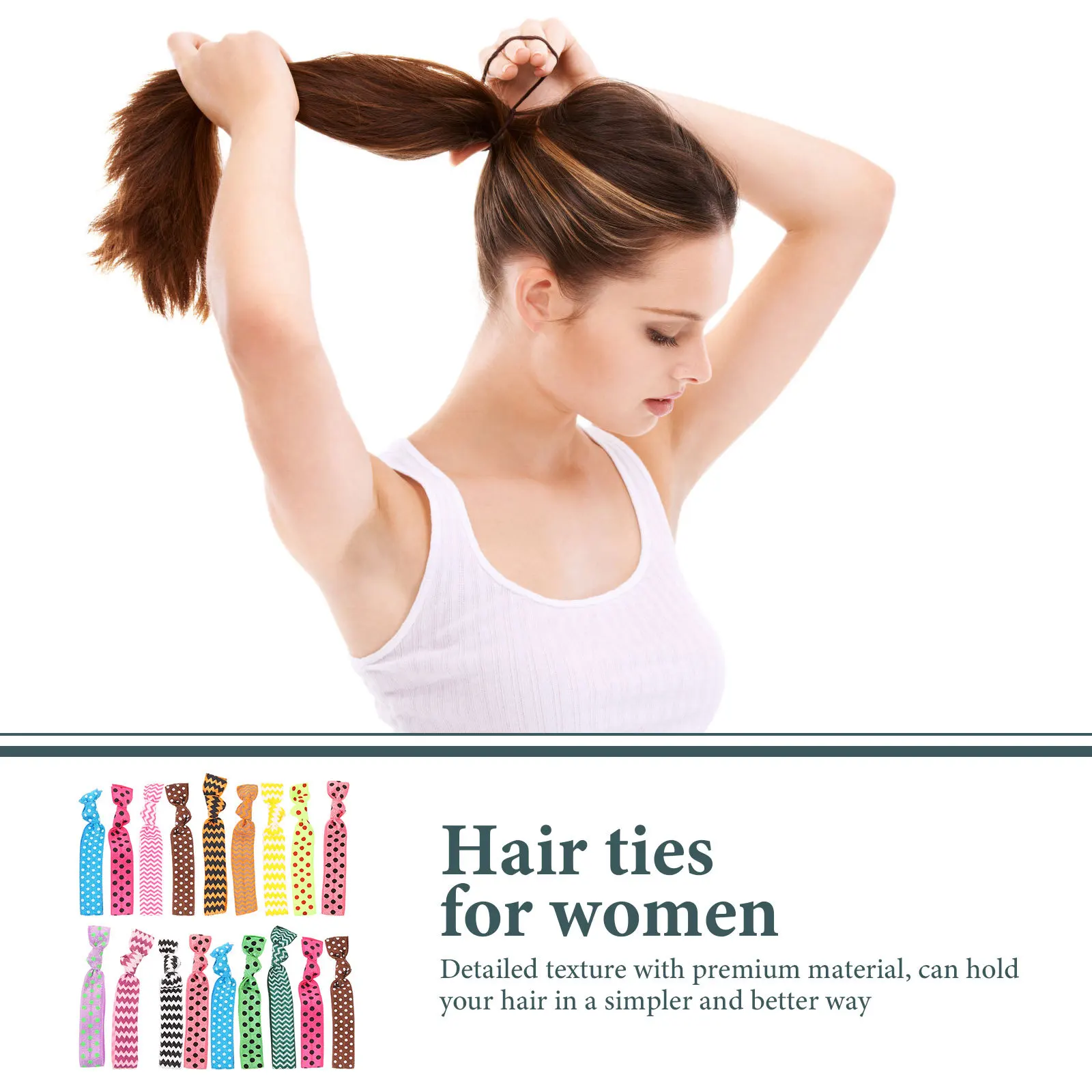 20 pezzi senza pieghe elastici per capelli fermagli per coda di cavallo annodati a nastro per le donne allenamento trucco viso lavaggio accessori per capelli