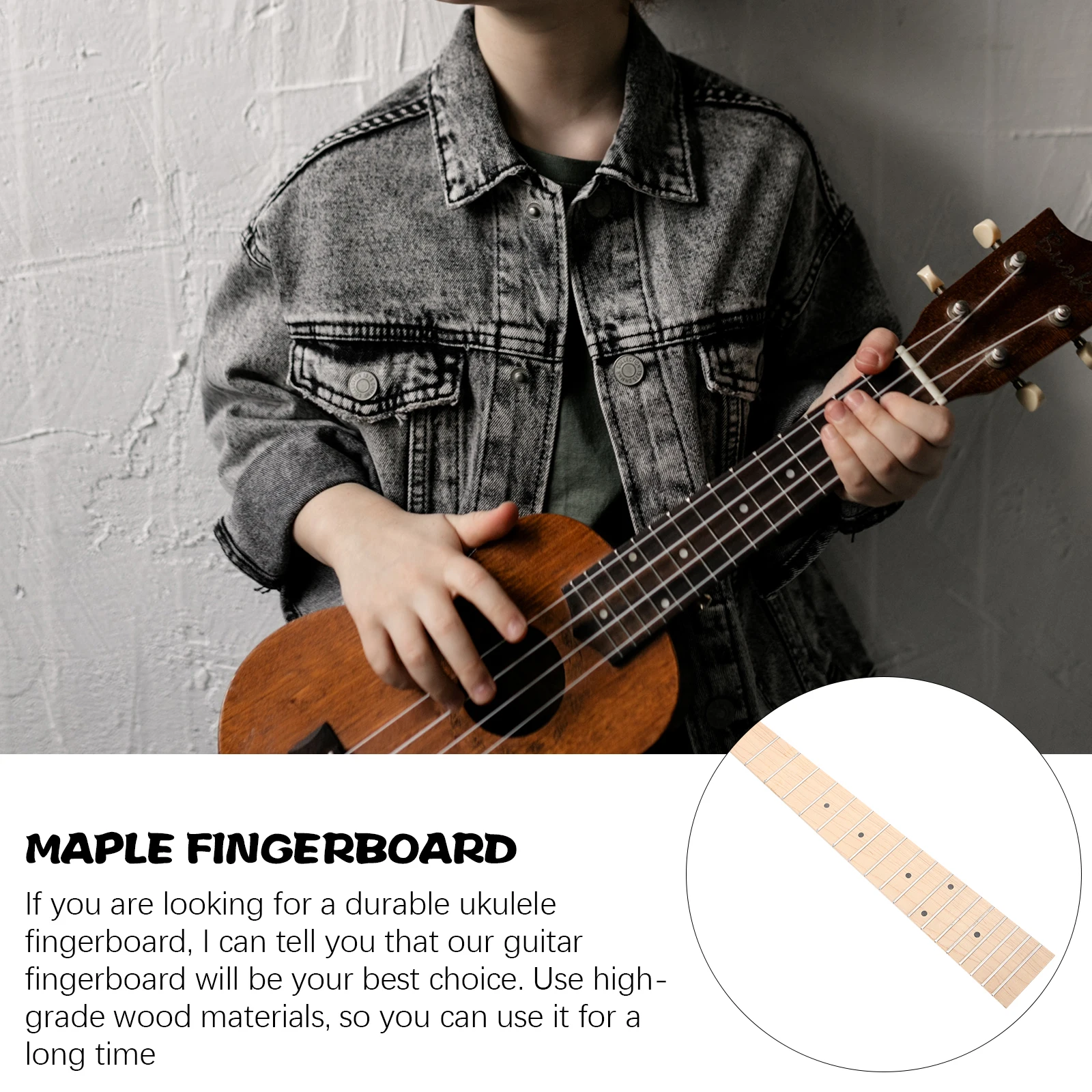 

Durable Wooden Maple Ukulele Fingerboard Guitar Fretboard Replacement Guitar Accessory Ukulele Supply Finger Plate