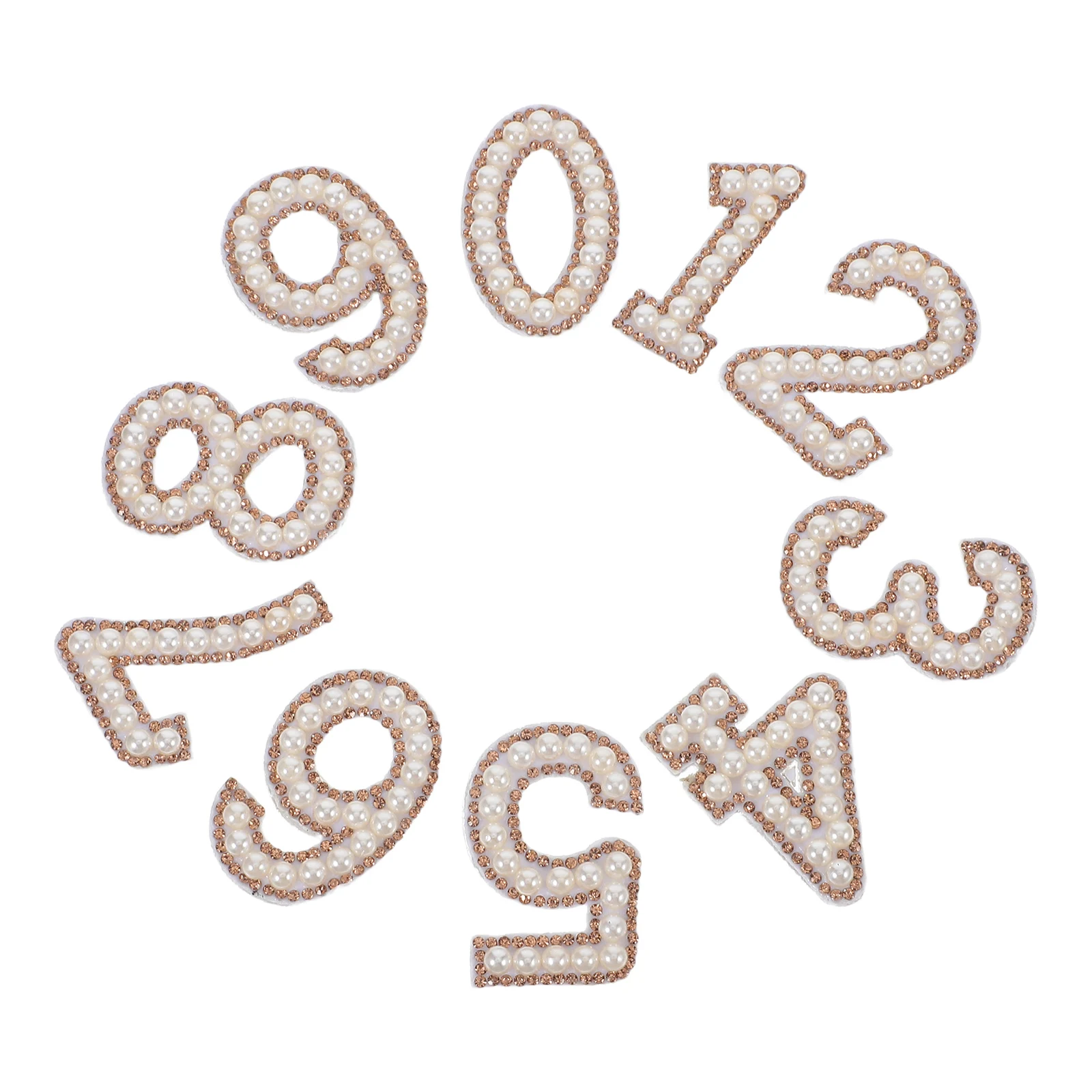 10 قطعة حجر الراين الرقمي اللؤلؤ الحديد على بقع أرقام كبيرة البلاستيك الساخن إصلاح الزينة DIY بها بنفسك اكسسوارات للملابس