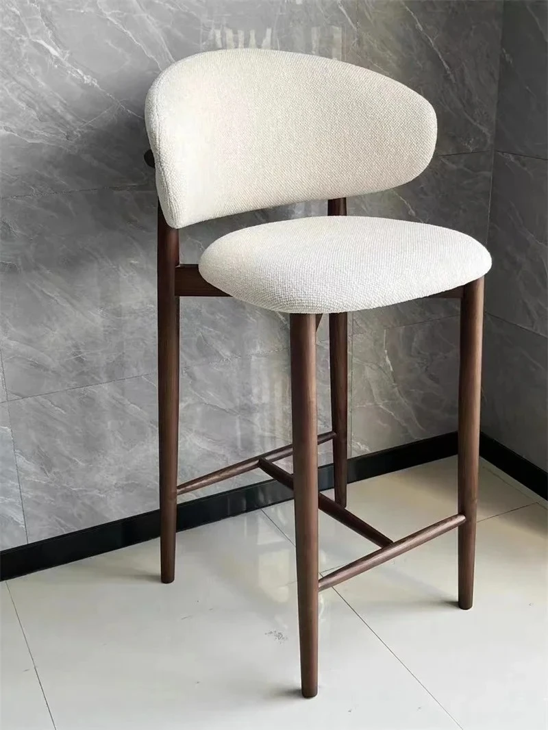 

Для кухни, светильник, роскошный тканевый барный стул с высокими ножками, домашний табурет для гостиной, современный барный стул из цельного дерева, скандинавский табурет