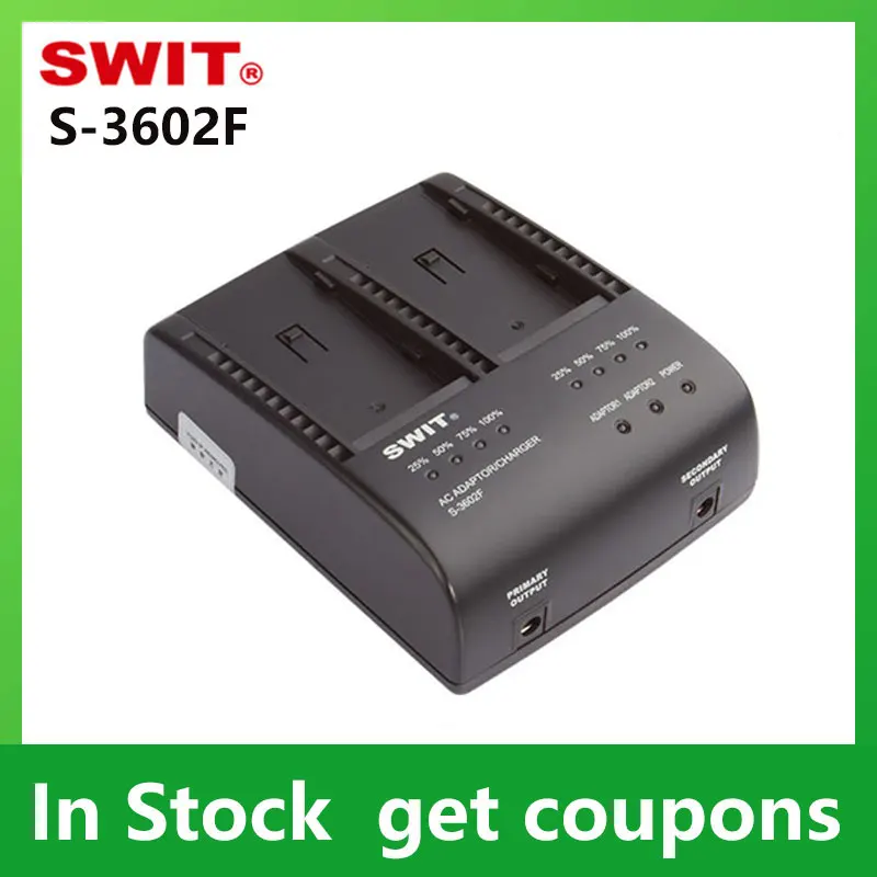 SWIT S-3602F 2-ch SONY NP-F Charger and Adaptor for SWIT S-8975/8972/8970/8770 Battery Compatible with SONY L Series DV Batter