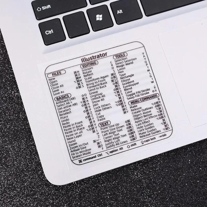 Reference Keyboard Shortcut Sticker Adhesive for PC Laptop Desktop Shortcut Stickers for Apple Mac Chromebook Window Photoshop