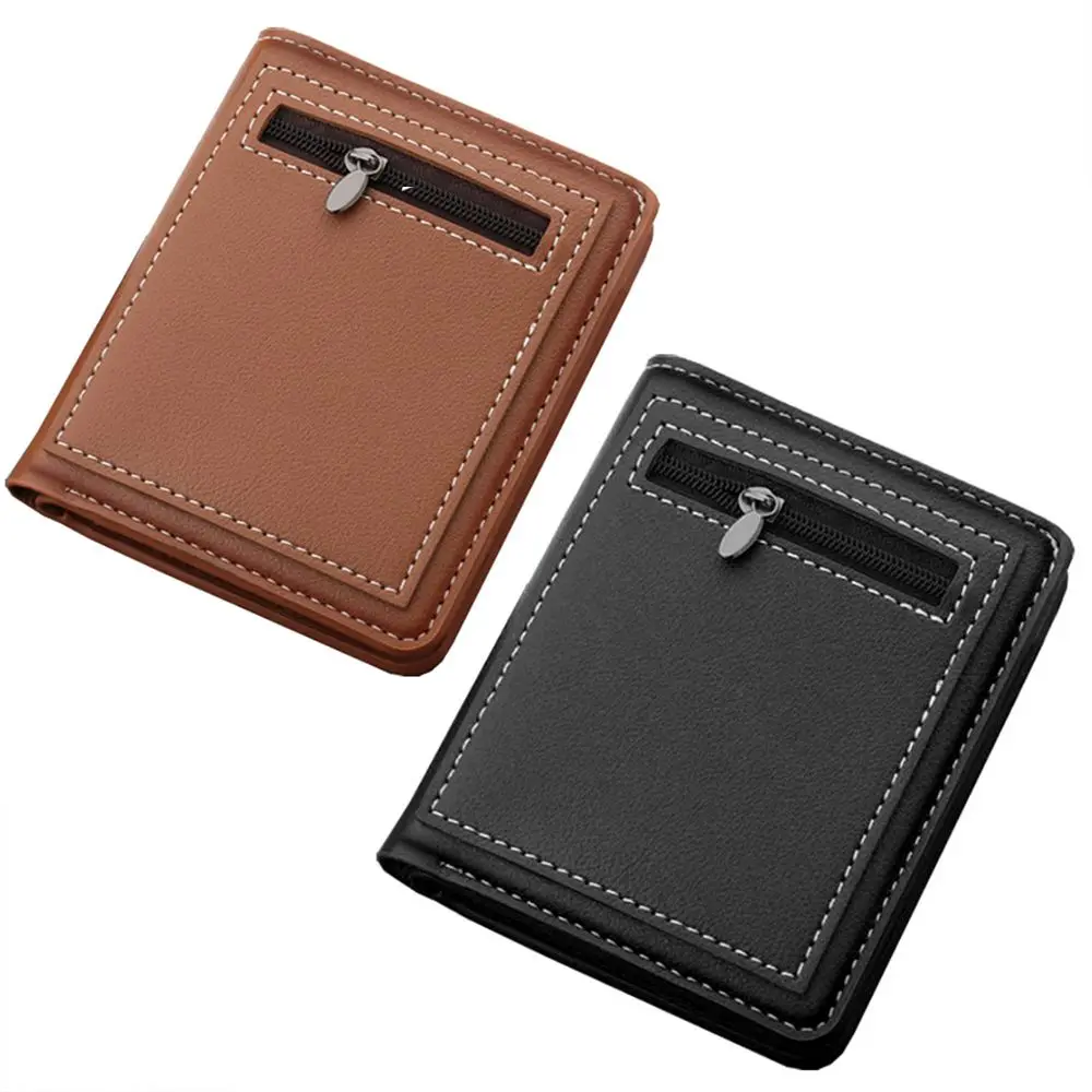 Portefeuille de voyage en cuir pour homme, porte-monnaie, porte-cartes de crédit, pliable, mince