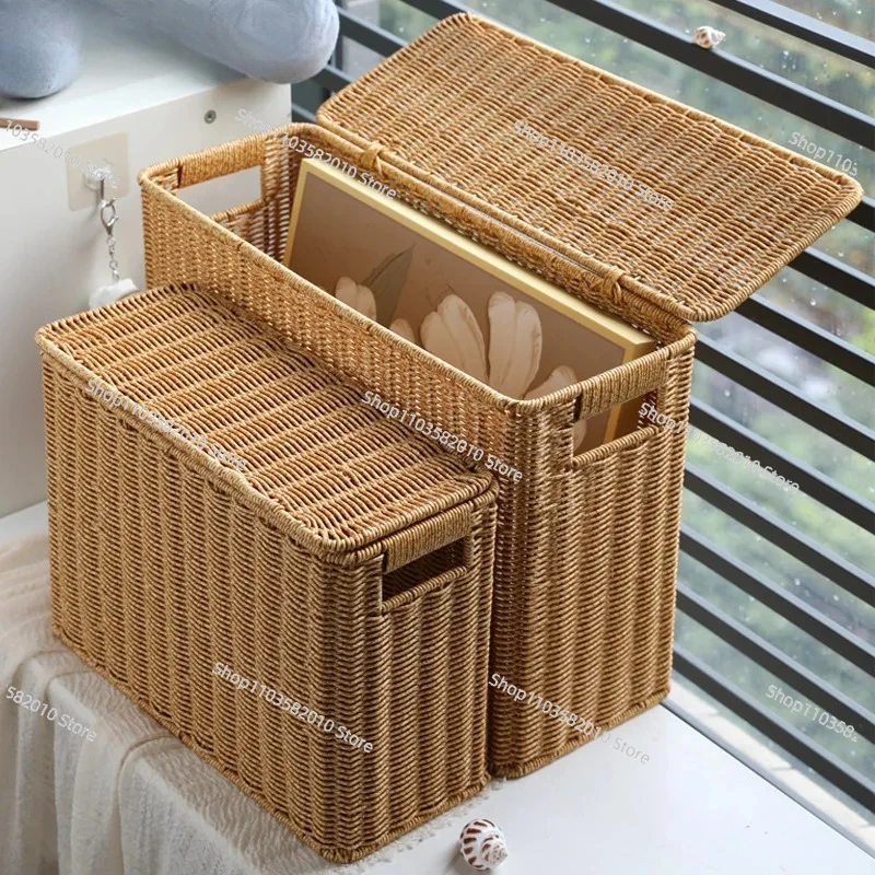 for storage basket with lid imitation wicker corner narrow gap organizer home magazine rack tall decorative box free shipping