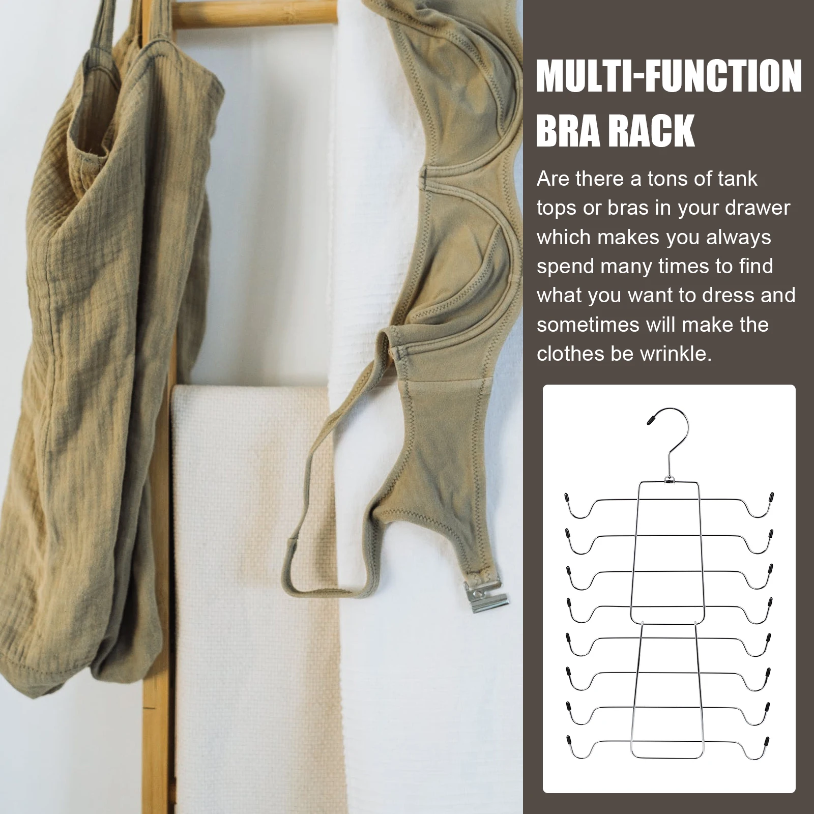 

8-Tier Folding Bra Rack Multi-Function Underwear Space-Saving Closet Organizer Household Bra Hanger Dormitory Accessory Cloth