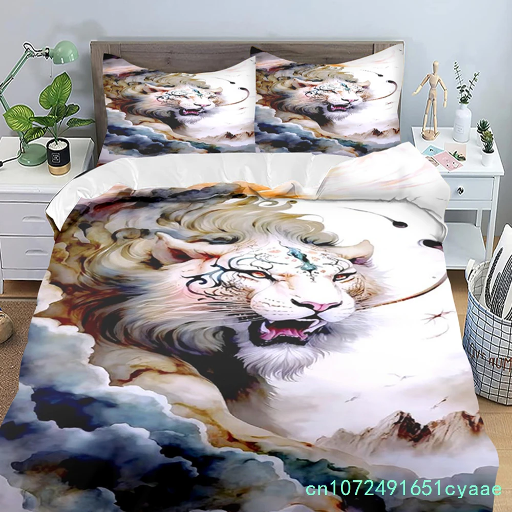 Tiger Cartoon Duvet Cover 3-Piece Set Printed Home Co-Branded Mattress Bedding Sets For A Fun Sleep Experience