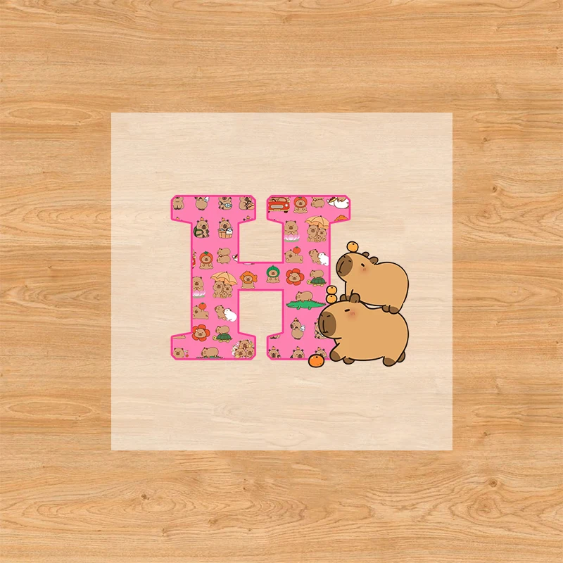 Nueva pegatina de hierro de Capibara, letras de Capibara de dibujos animados, pegatinas de transferencia de calor de A-Z, ropa Diy para niños, decoración de mochila, regalos