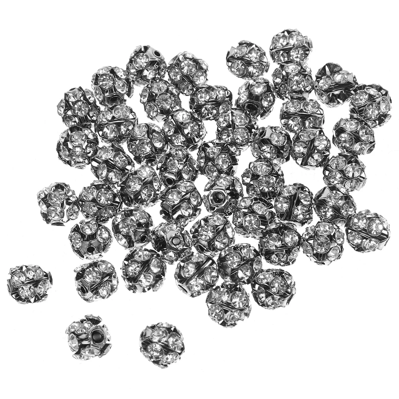 

50pcs Crystal Encrusted Beads Jewelry Making Wear Resistance DIY Supplies Alloy Spacer Craft Loose Beads Materials