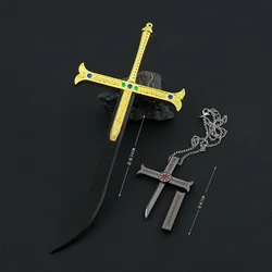 One HAWKEYE Cross Necklace Mini Black Night Knife Set Uncut Piece Cosplay Weapon Alloy Samurai Swords Model Pendant Toys for Kid