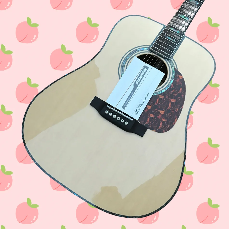

New Solid Spruce Top Acoustic Guitar D Type 45 Model 41" Guitar, Abalone inlay, abalone binding front and back, electric guitar