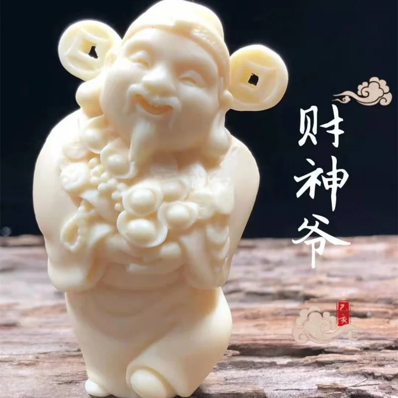 

Factory Direct Supply Ivory Nut Carved God of Wealth Decoration Home Office Desk Surface Panel Car Decoration Crafts Crafts