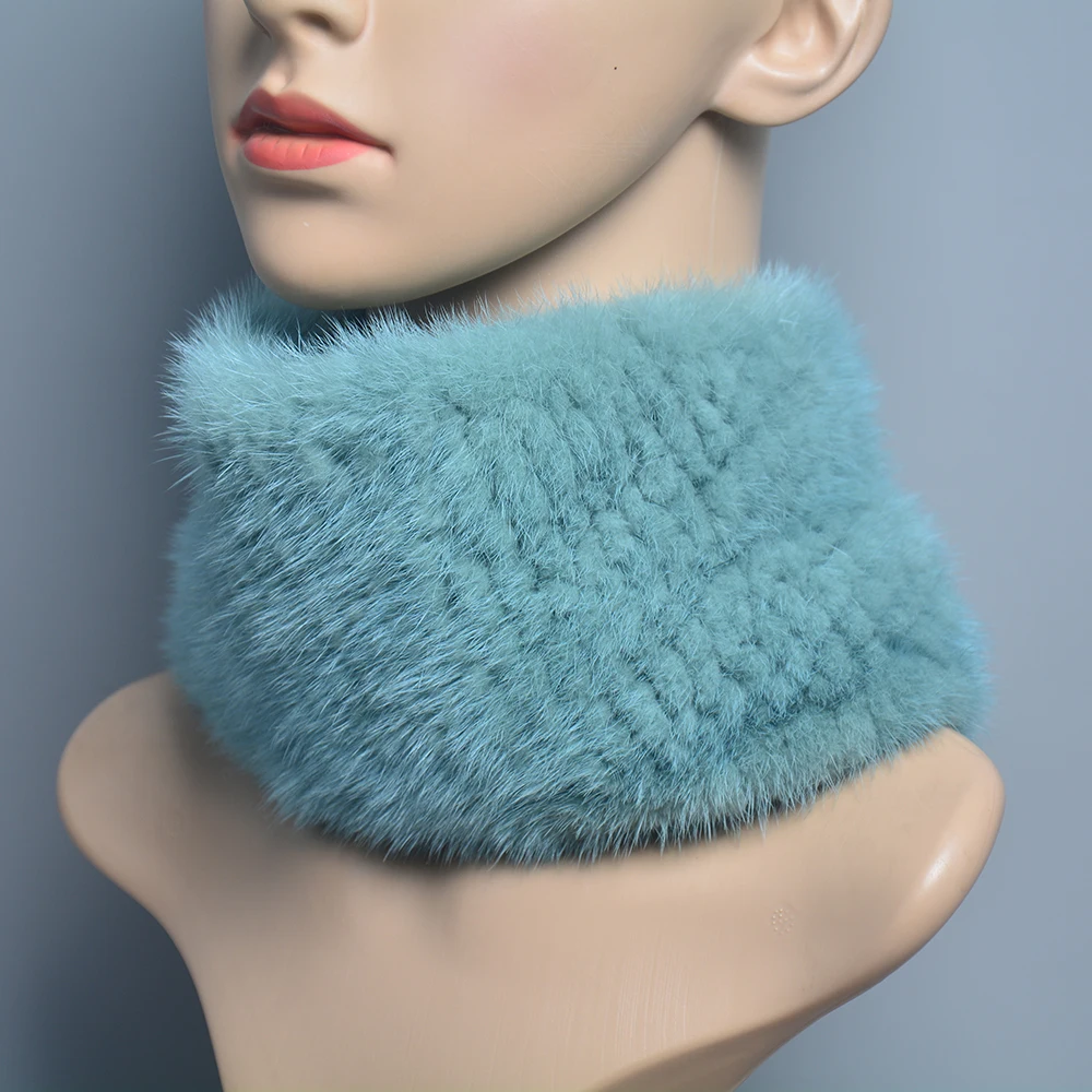 Natural Mink Fur Neck Warmer Elastic Women Winter Warm Headband Female Genuine Mink Fur Ring Scarf