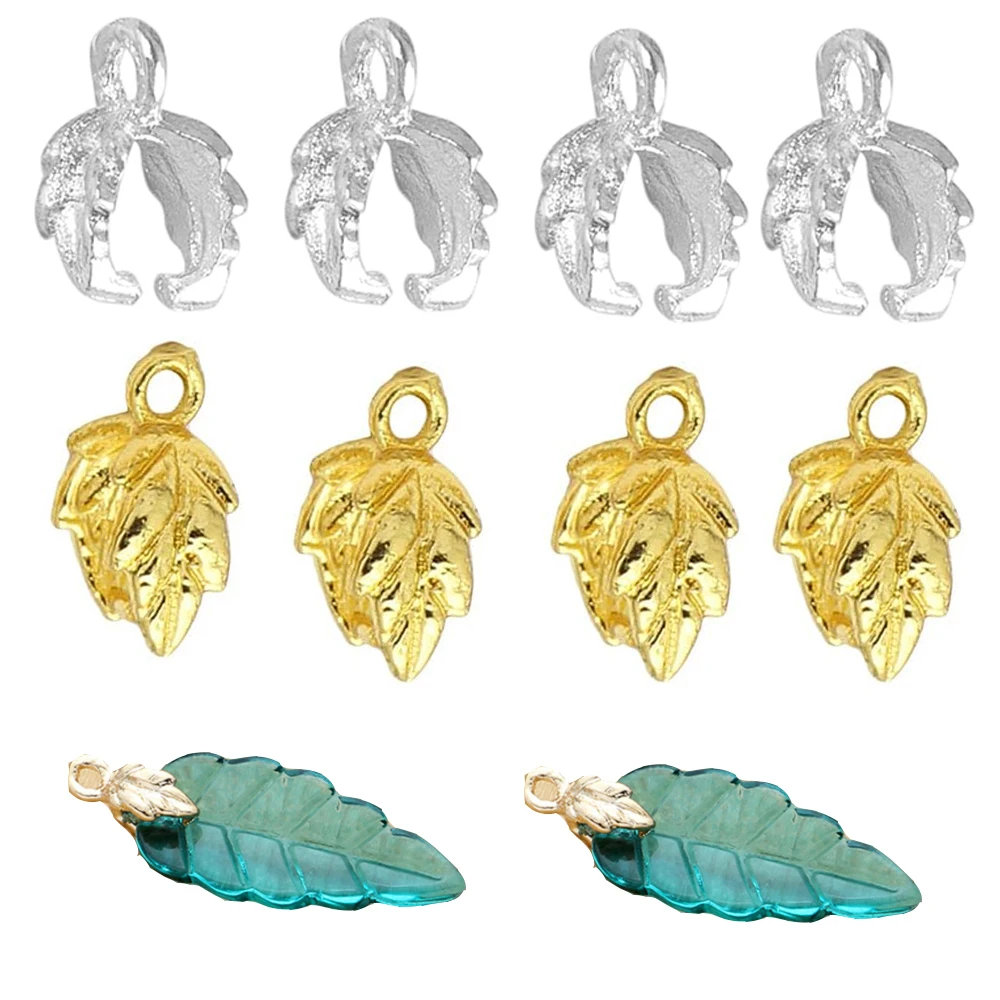 

50pcs 8x10mm Pinch Pendant Bail Clasp Leaf Shape Bails For DIY Necklace Earrings Jewelry Making Supplies Accessories Materials