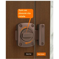 1PCS Home Security Latch Rotate Bolt Latch Gate Latches Door Slide Lock Twist Rotating Barrel Lock For Bathroom Toilet Door Lock