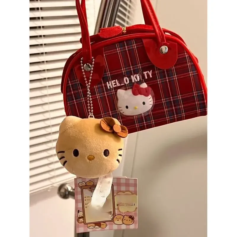 Sanrio-Bolso de hombro a cuadros de hello kitty cat KT, bolsa de mensajero portátil bonita, bolsa de cambio de viaje nueva de moda, animación de dibujos animados