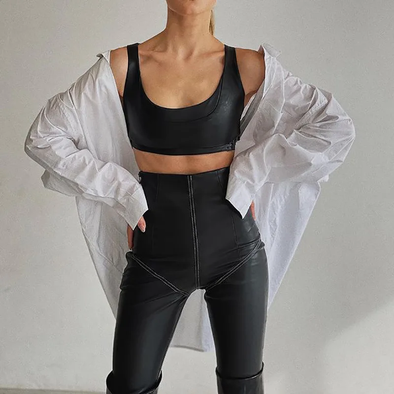 Fashion PU Leather Skinny Pencil Pants for Women Streetwear Bottom Trousers Club Sexy Party Autumn 2025 Y2k