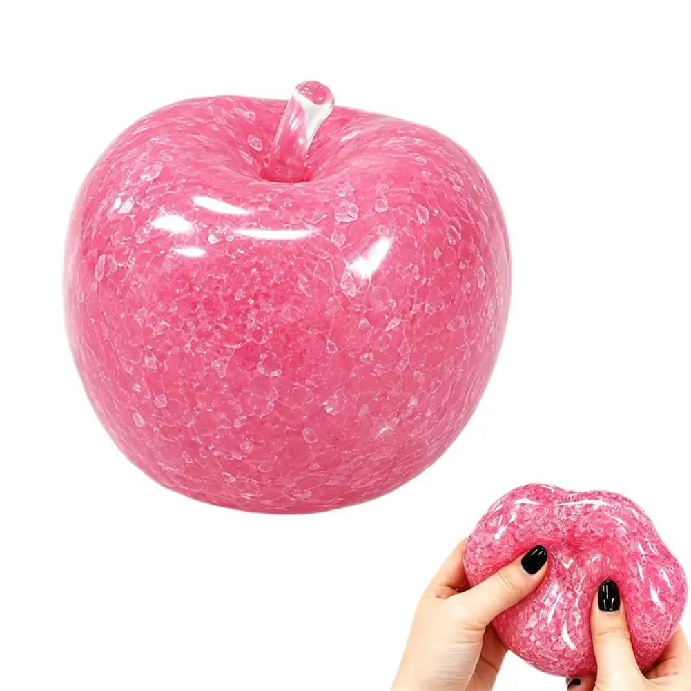 Jouet Squishy Pomme Glacée avec Paillettes Liquides, Anti-Stress à Remontée Lente, Décoration de Bureau Sensorielle, Cadeau, 3 Couleurs, Texture Glacée